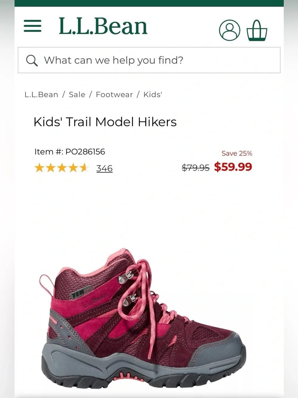 L.L. Bean Kids Trail Mode Boots